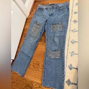 LRL Lauren Jeans Co. Ralph Lauren Classic Straight Embellished Bejeweled Jeans
